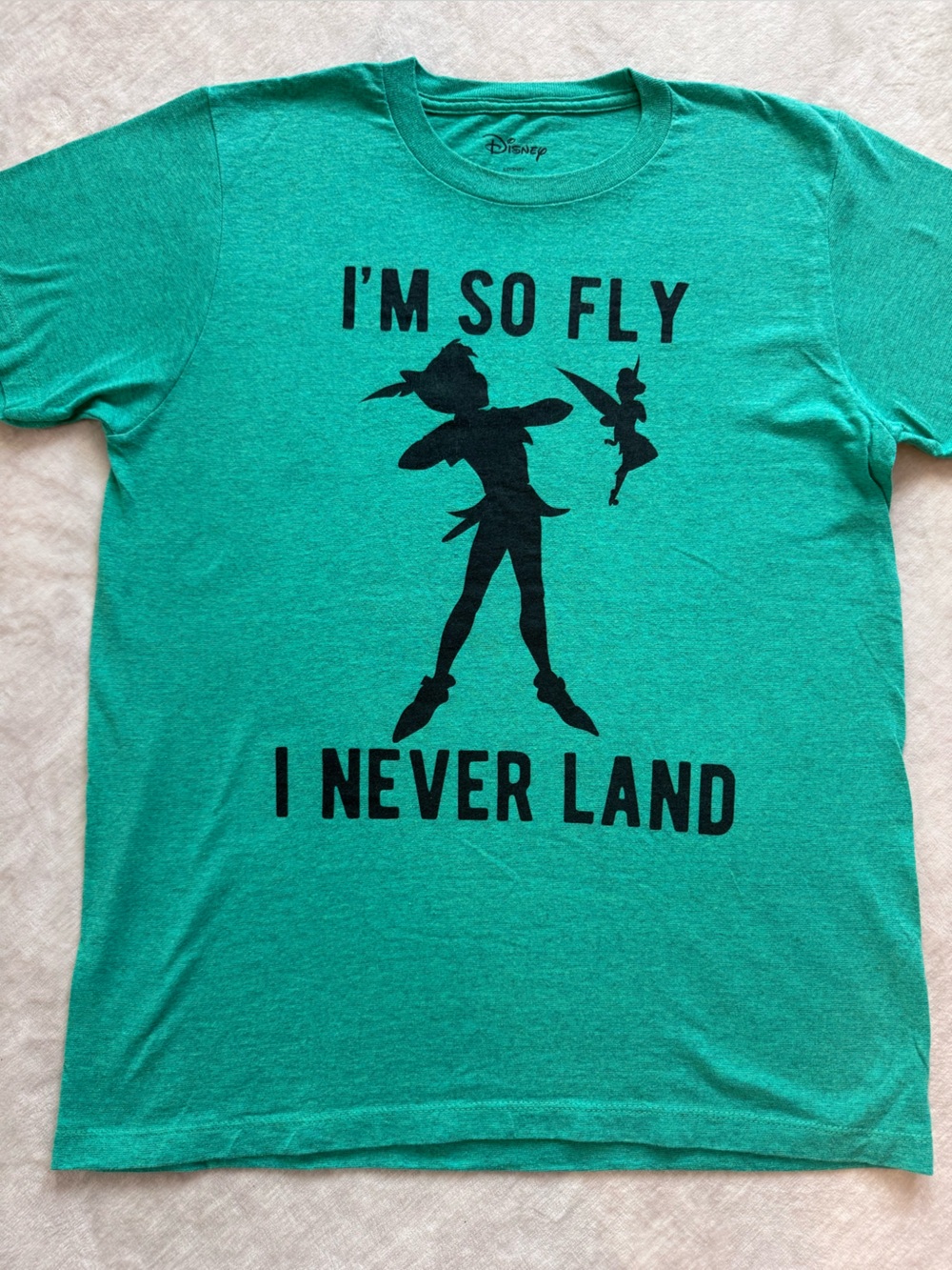 Disney Kids Green T‑Shirt with Black Peter Pan Silhouette